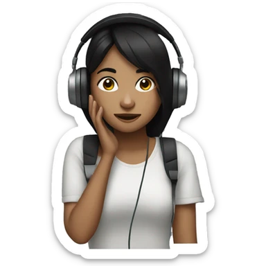 Dark hair girl listening to music  sticker