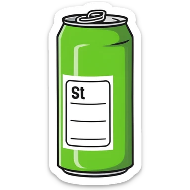 A skinny slim can of white claw alcohol with green label like real white claw sticker