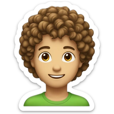 Garçon cheveux bouclés pas trop de volume avec la couleur brun et les yeux verts sticker