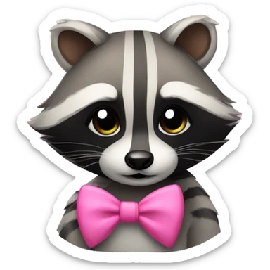 Raccoon with a pink bow sticker