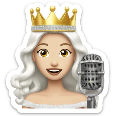 White beauty queen with crown singing in Karaoke sticker