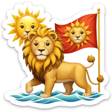 ببین شیر وسطه خورشیدم پشتشهایموجی پرچم شیر و خورشید sticker