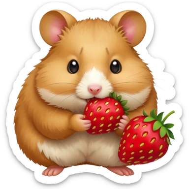 hamster eating strawberries sticker