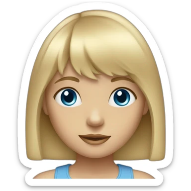 Blonde little girl with bangs and blue/gray eyes sticker
