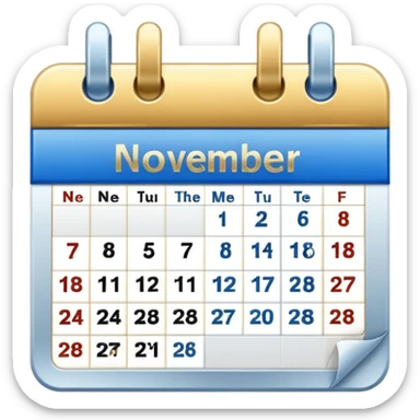 no generate an ios style background free calender icon, blue and gold and white with the date 22 november highlited sticker