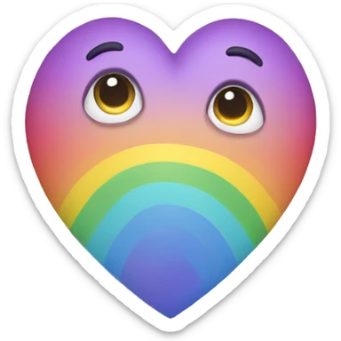 rainbow heart in the face sticker