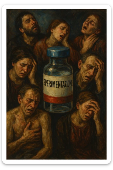 Donne e uomini che stanno male a causa di un vaccino chiamato "Sperimentazione" sticker