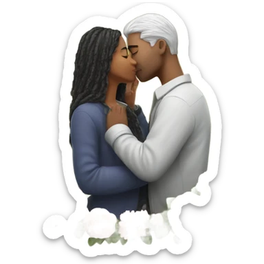 Hyper Realistic Couple kissing with flowers around them sticker