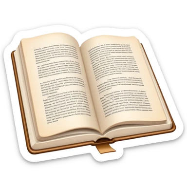An open hardcover book white pages sticker