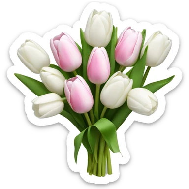 bouquet of white tulips and some pink tulips sticker