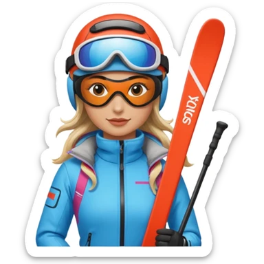 woman with ski sticker