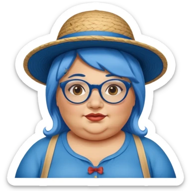 woman glassess, very fat venice gondolier with iconic hat and blue hair woman sticker