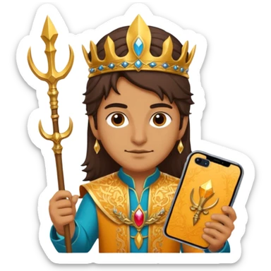 persian with saffron and smartphone, scepter, trident sticker