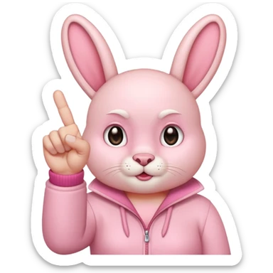 pink labubu, giving the middle finger in both hands sticker