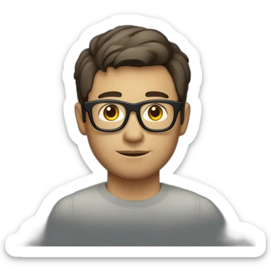  photographer, short hair, dark hair, slight beard, glasses, light skin, slightly fat face sticker