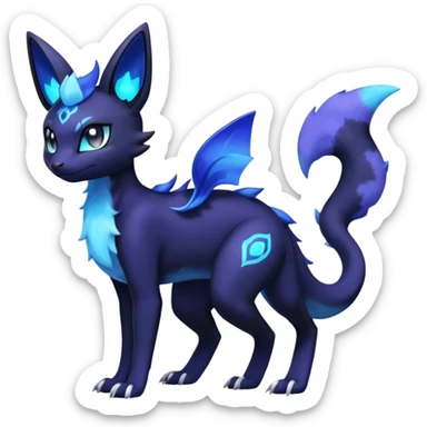 Nebulae Salandit-Meowstic-Umbreon-Fakémon-hybrid-creature (full body)  sticker