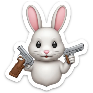 Crea un emoji de un conejo enojado con una arma sticker