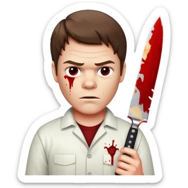 Dexter Morgan holding a bloody knife, mysterious look sticker