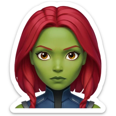 gamora from Guardians of the Galaxy movie , red hair sticker