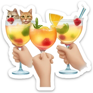 four cats clinking cocktails sticker