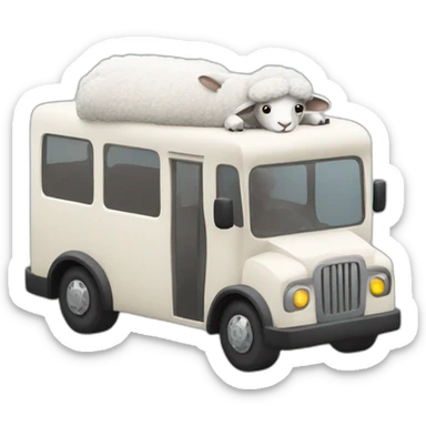 Sheep driving a modern bus sticker