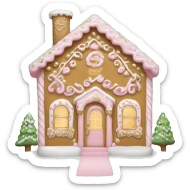 light pink and gold and white gingerbread house sticker