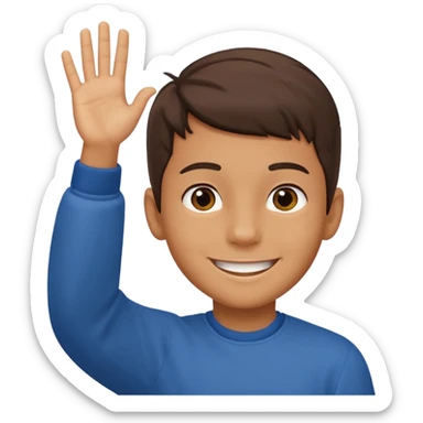 boy raising his hand sticker