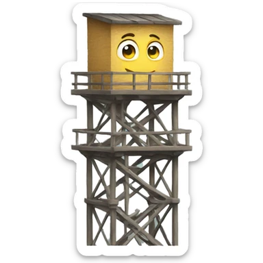 Person looking out from a watchtower  sticker