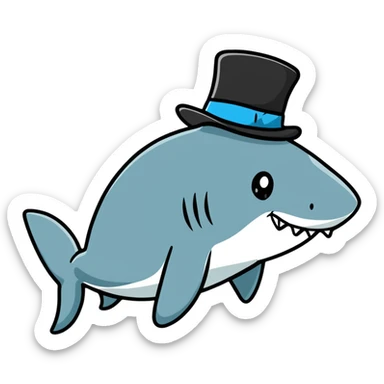 shark wearing a top hat sticker