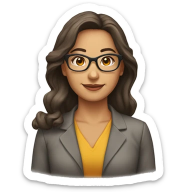 Profesora pelo castaño, gafas sticker