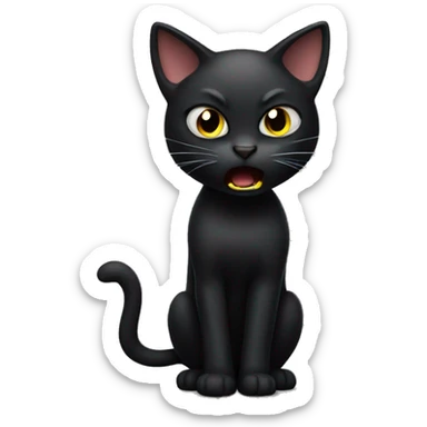 angry black cat sticker
