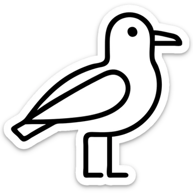minimalistic black outline seagull, no fill sticker