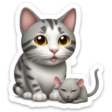 Cat with mouse is a friend  sticker