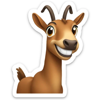 happy smiling brown chamois left hoof pointing up sticker