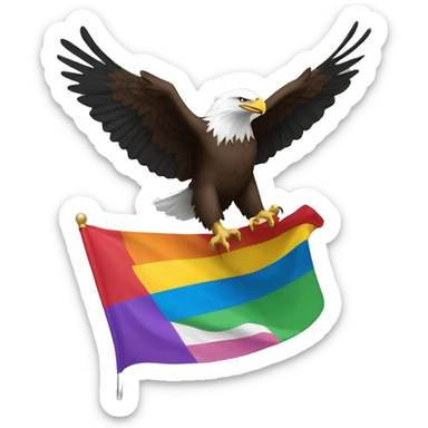 bald eagle grasping pride flag, trans flag, earth flag with talons and in flight sticker