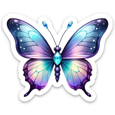 Dark Nebula Sparkly glossy glittery Pastel iridescent transparent bio-luminescent glass crystal butterfly sticker