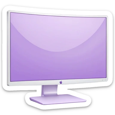 Realistic white curved pc monitor with a pastel purple screensaver  sticker