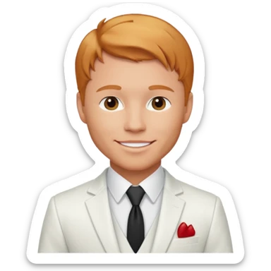 Brian Littrell with white suit, reddish blonde hair sticker