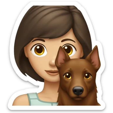 A brunette hair girl with an Australian kelpie sticker