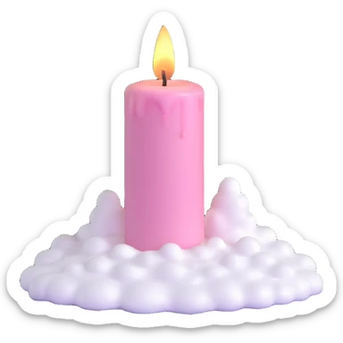 Light pink candle with snow sticker