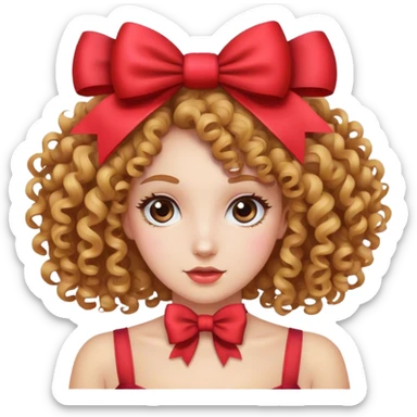 Uma mulher cabelo cacheado com um laço  sticker