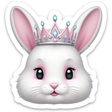 Rabbit King – fluffy white bunny with a small diamond tiara, standing
 sticker