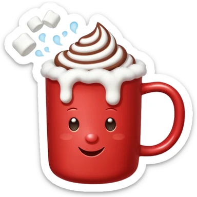 red mug of hot chocolate with marshmallows sticker