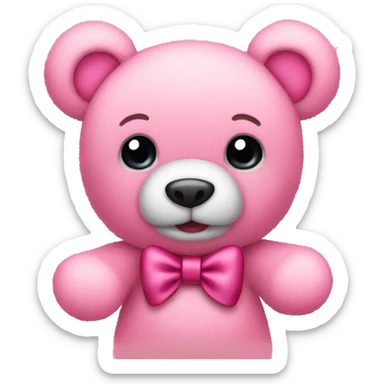 Pink teddy bear with a bow sticker