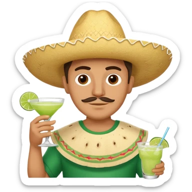 White Mexican man w margarita and tortillas sticker