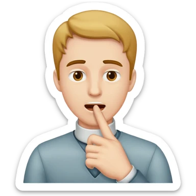 Guy pointing at throat  sticker