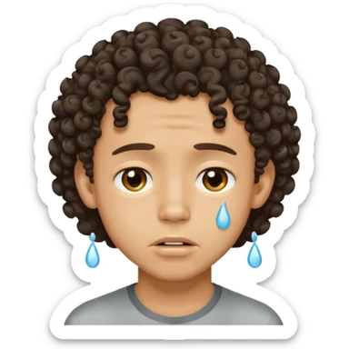 handsome lightskin boy with curls and a good jawlinecrying sticker