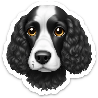 black and white cocker spaniel with nose spots sticker