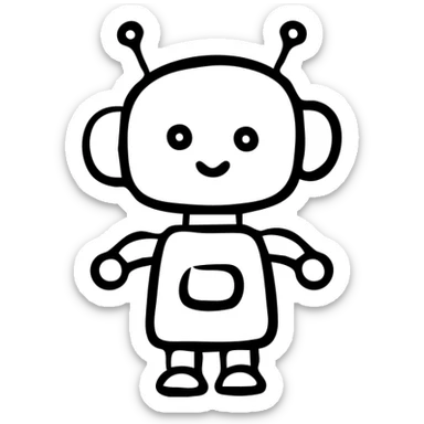 Friendly AI robot assistant with antenna sticker