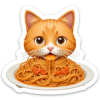 Cat eating spaghetti sticker